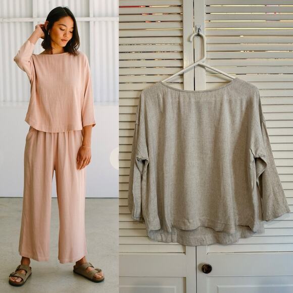 Rachel Pally Linen Rayon Ava Top in Oatmeal - Picture 1 of 6